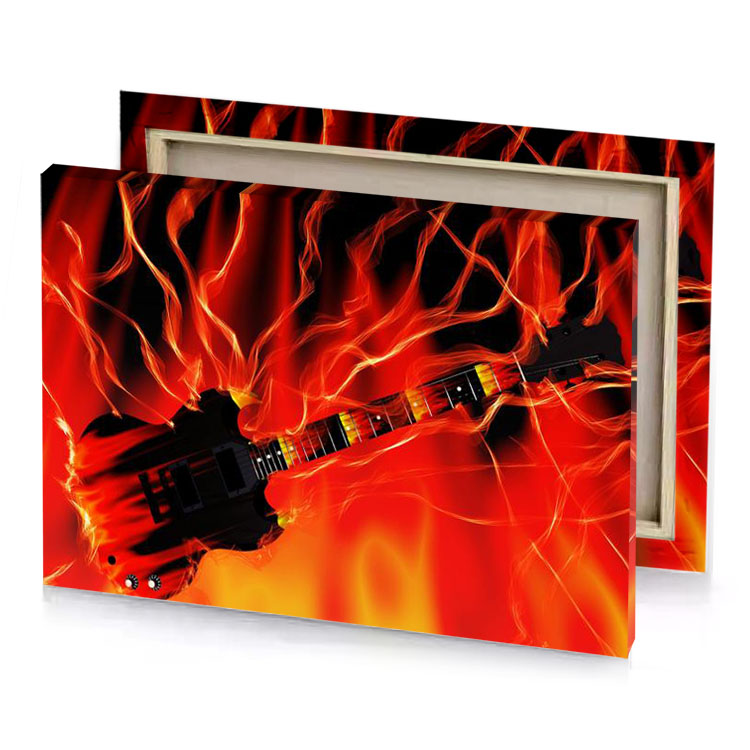 a guitar is on fire scarlet canvas