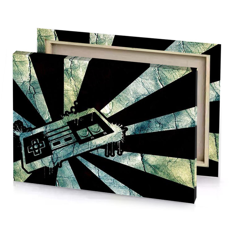 a gun with star burst in the background smoky black canvas