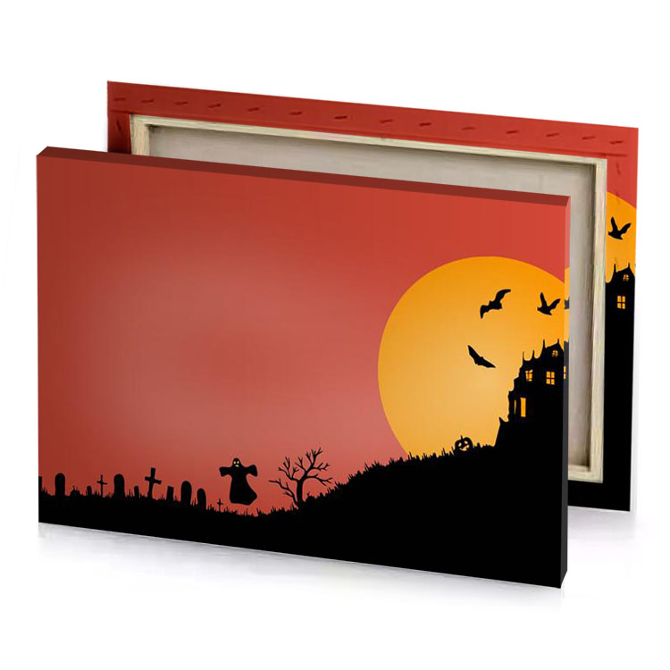a halloween scene with castle and bats bittersweet shimmer canvas