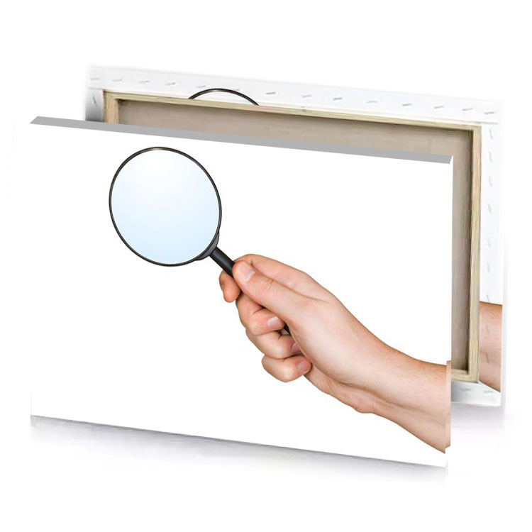 a hand holding magnit with white background burlywood canvas