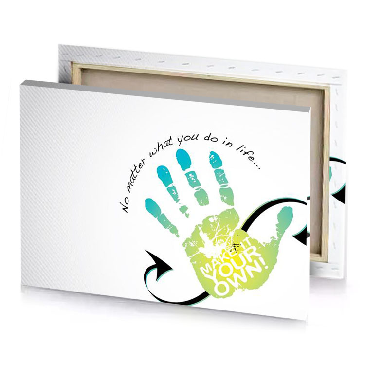 a hand print with the words i love you in khaki canvas