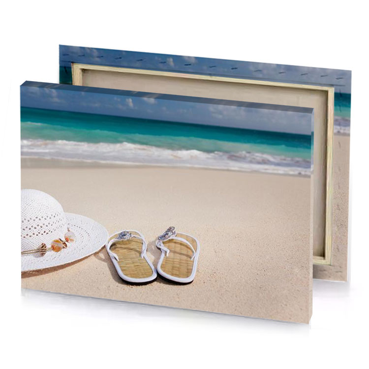a hat and sandals on the beach silver canvas