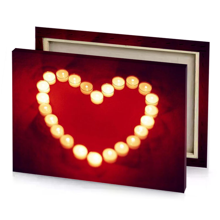 a heart made of candles firebrick canvas