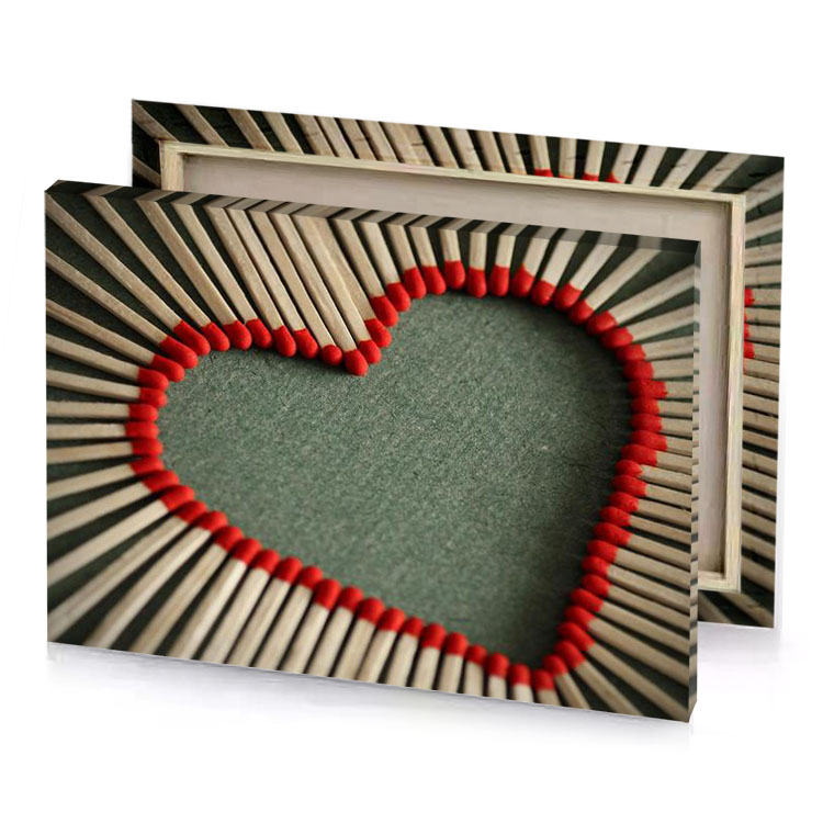 a heart made out of matches dim gray canvas