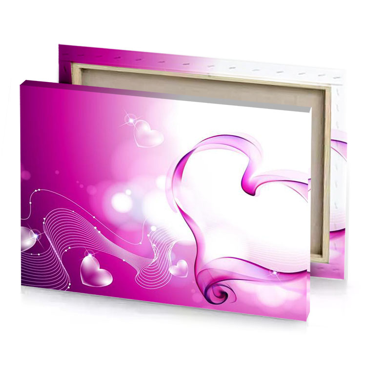 a heart on pink background with swirls and hearts violet red canvas