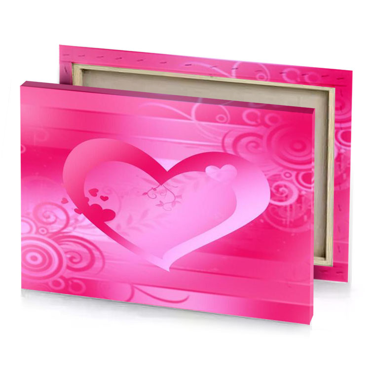 a heart on pink background with swirls and rich brilliant lavender canvas