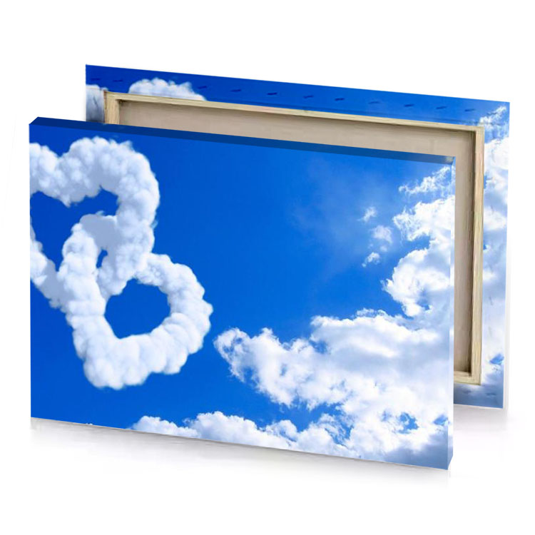 a heart shaped cloud denim blue canvas