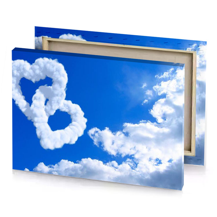 a heart shaped cloud in the sky denim blue canvas