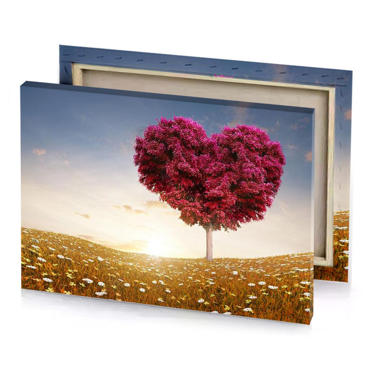 a heart shaped tree in field of dai burgundy canvas