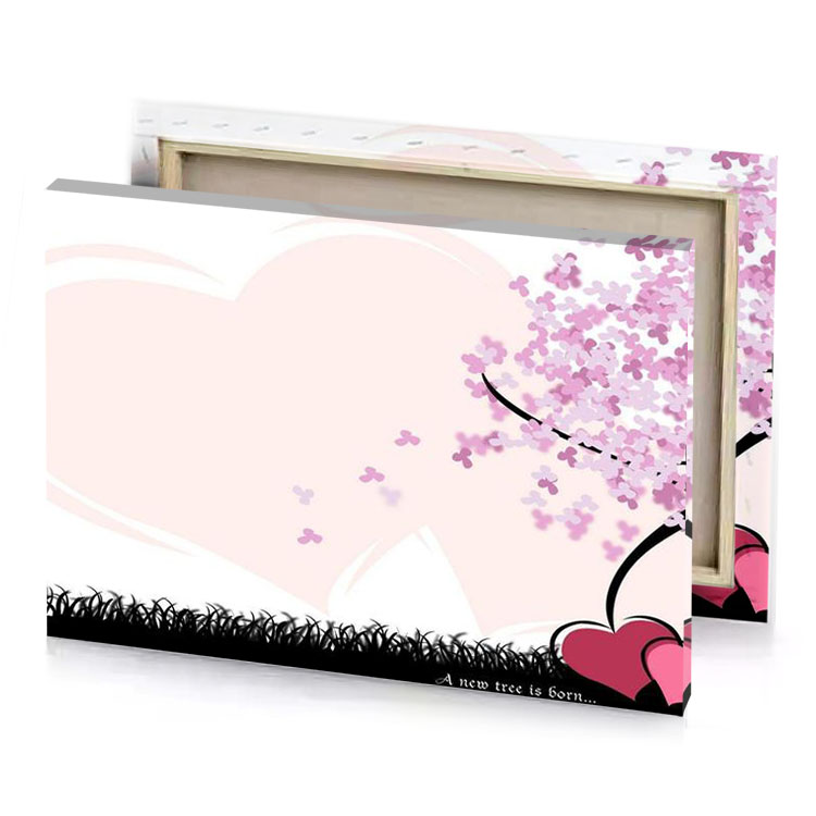 a heart shaped tree with pink flowers and seashell canvas