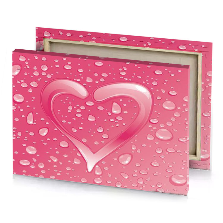 a heart shaped water drop on pink background fuzzy wuzzy brown canvas