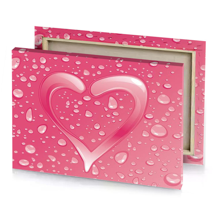 a heart shaped water drop on pink background pale violet red canvas