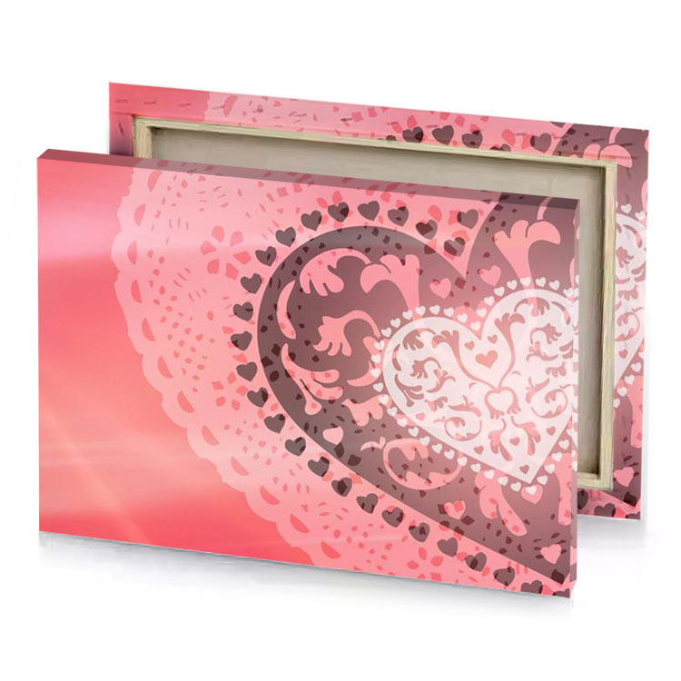 a heart with hearts on it piggy pink canvas