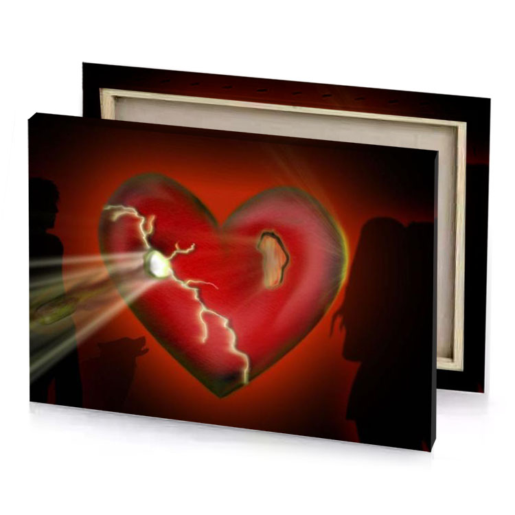 a heart with light shining through it firebrick canvas