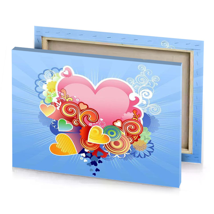a heart with many different colored hearts light pink canvas