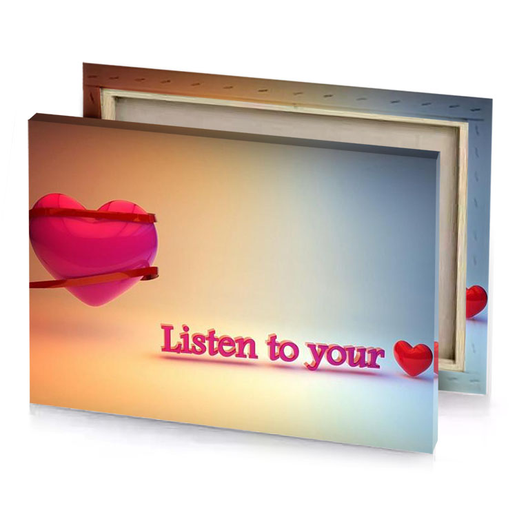 a heart with ribbon and the words listen to you moonstone blue canvas
