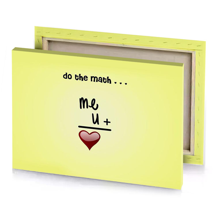 a heart with the word do math champagne canvas