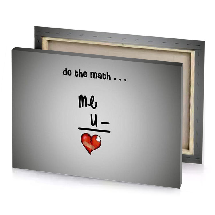 a heart with the word do math silver canvas