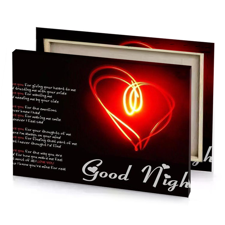 a heart with the words god night scarlet canvas