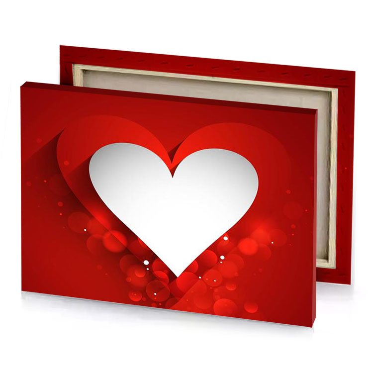 a heart with white paper cut out of it smoke canvas