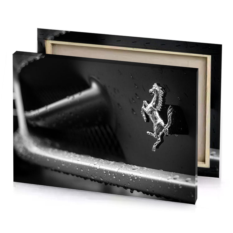 a horse is standing on metal rail bistre canvas