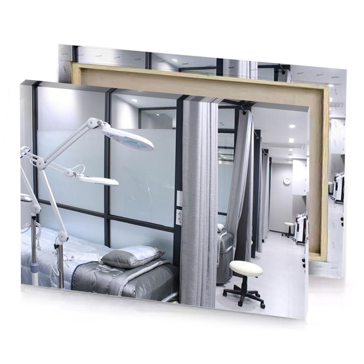 a hospital room with bed and lamp silver canvas