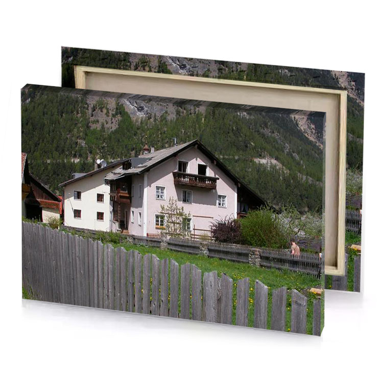 a house with fence in front of it silver canvas