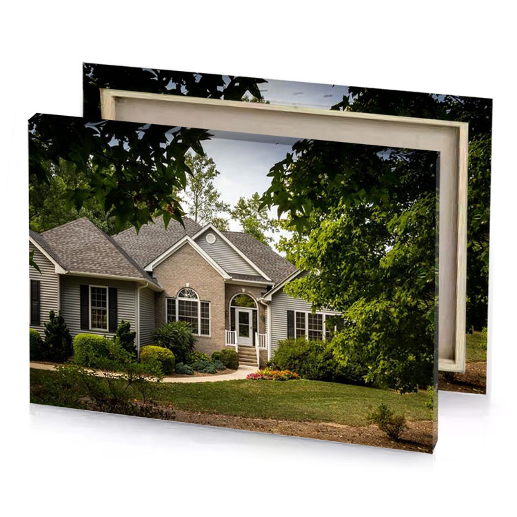 a house with lot of trees in front it rosy brown canvas