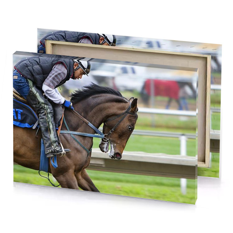 a jockey riding horse on track charcoal canvas