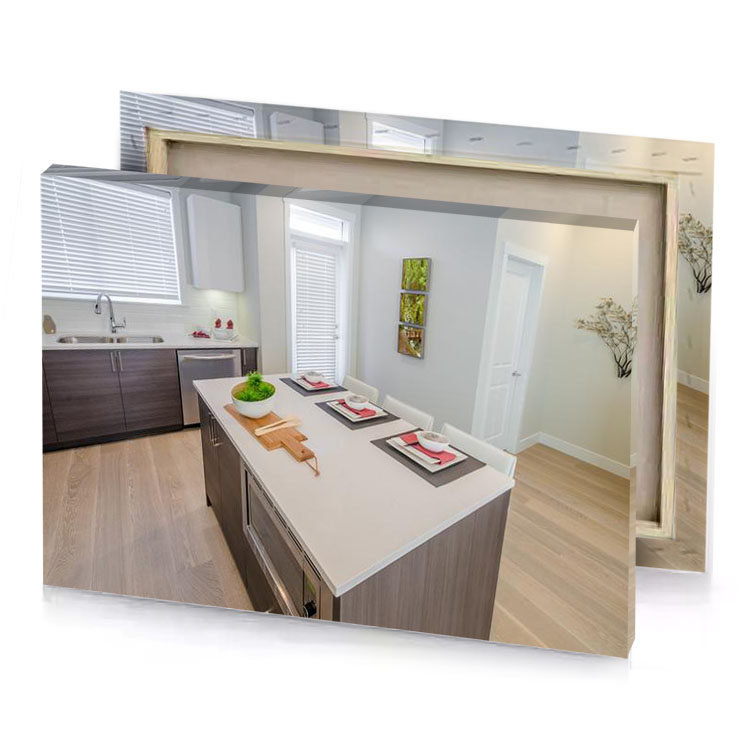 a kitchen with sink and counter silver canvas