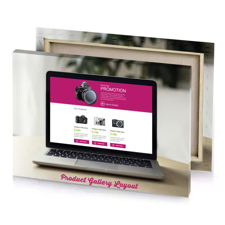 a laptop with product page on it medium violet red canvas