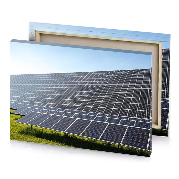 a large array of solar panels gray canvas