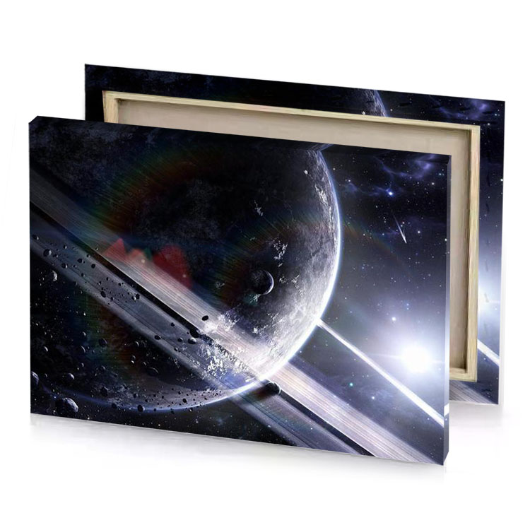 a large asteroid with disk in the background slate gray canvas