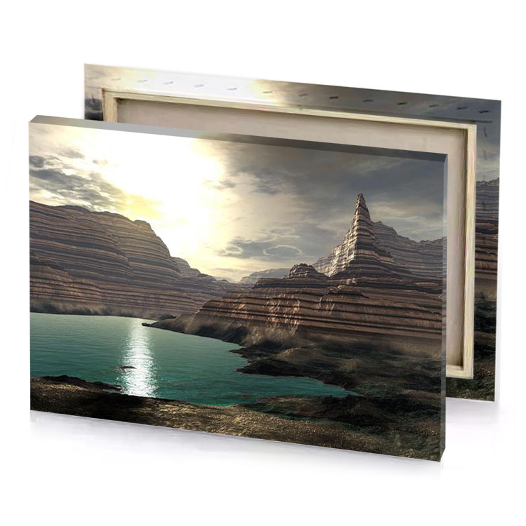 a large body of water light golden rod yellow canvas