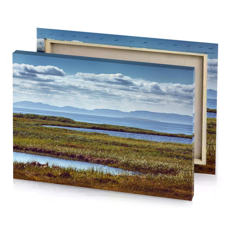 a large body of water moonstone blue canvas