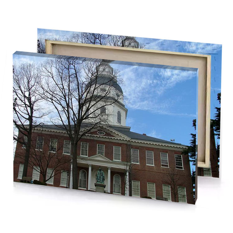 a large brick building iceberg canvas