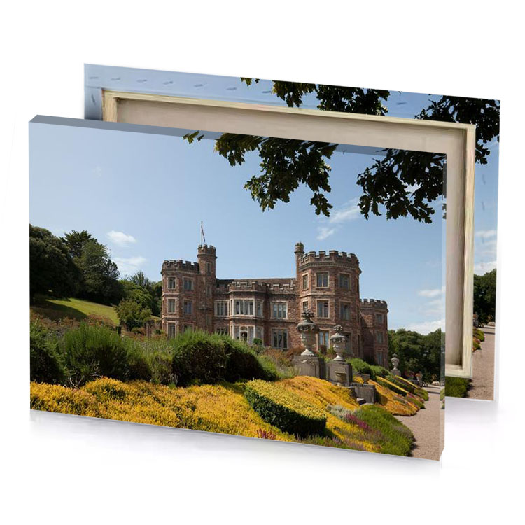 a large brick building with tower on top of it light steel blue canvas