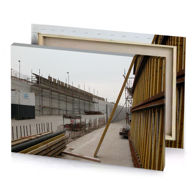 a large building under construction dark olive green canvas