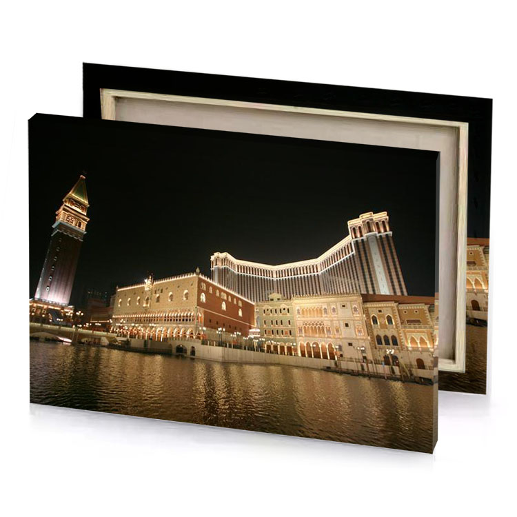 a large building with clock tower in the background dark khaki canvas