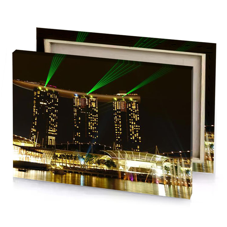 a large building with lights on it sepia canvas