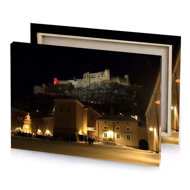 a large castle on hill sepia canvas