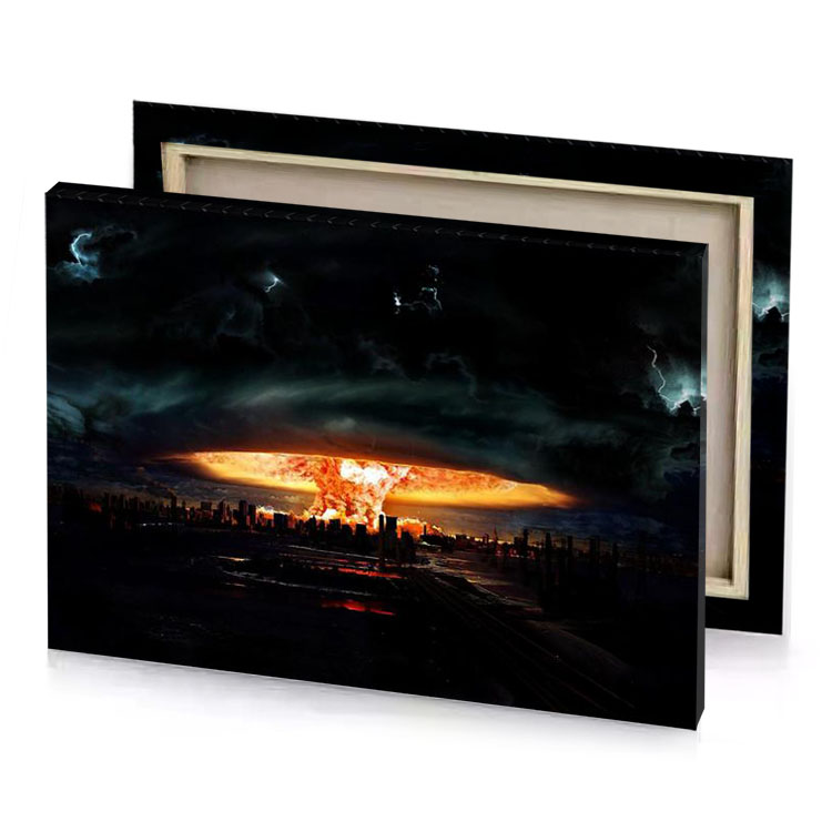 a large explosion in the sky over city peru canvas