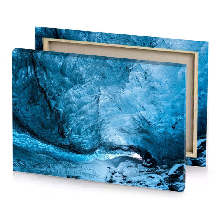 a large ice cave maximum blue canvas