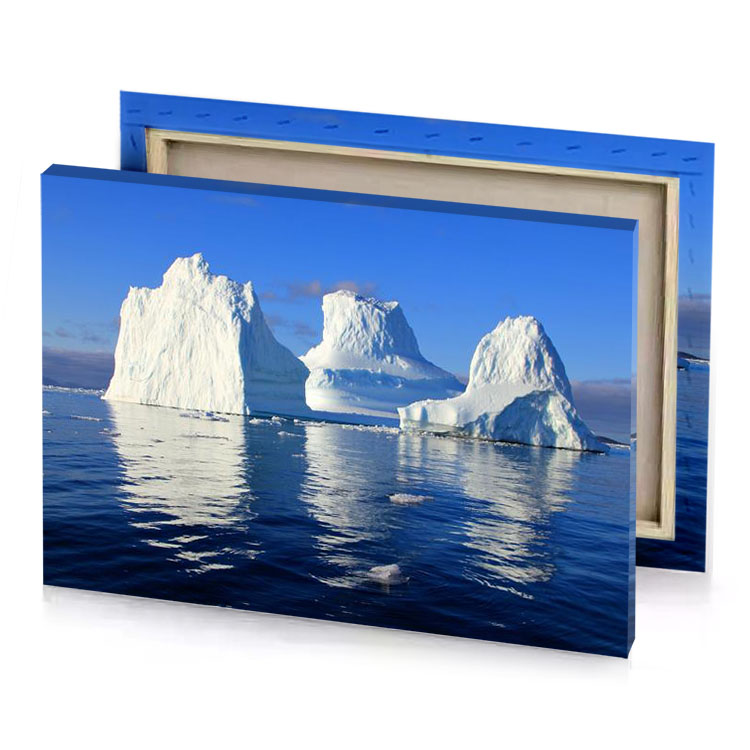 a large iceberg floating in the ocean platinum canvas