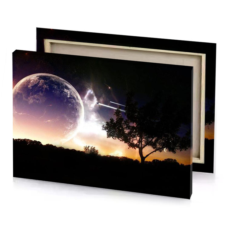 a large moon in the sky dim gray canvas