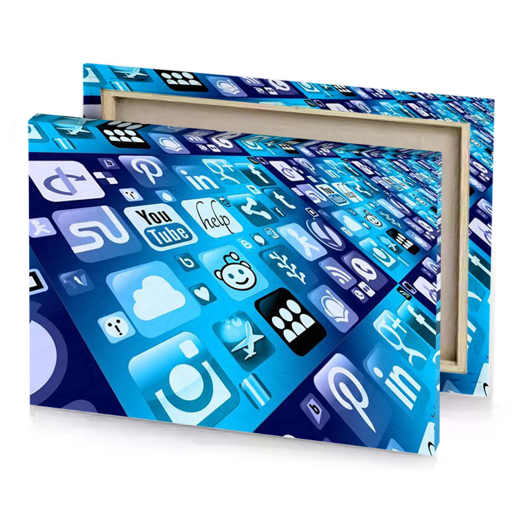 a large number of social icons dodger blue canvas