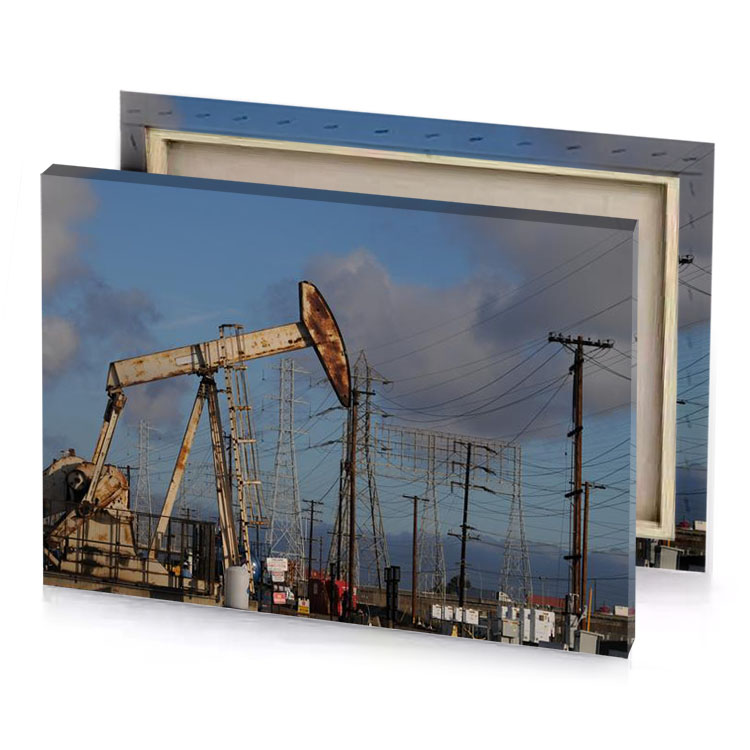 a large old oil pump slate gray canvas