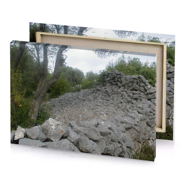 a large pile of rocks gray canvas