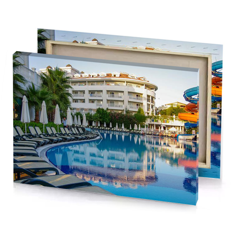 a large pool with chairs and slide blue sapphire canvas
