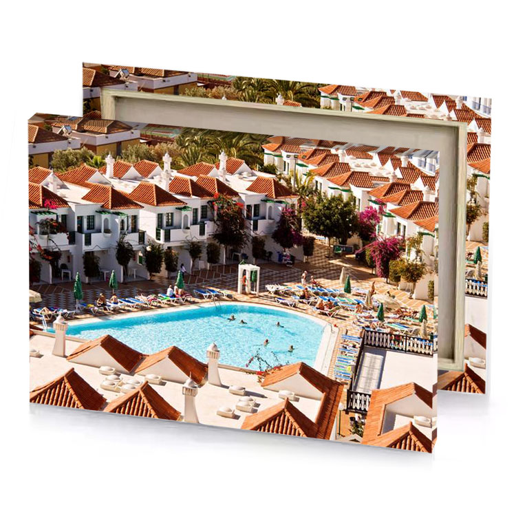 a large pool with few people in it pale turquoise canvas